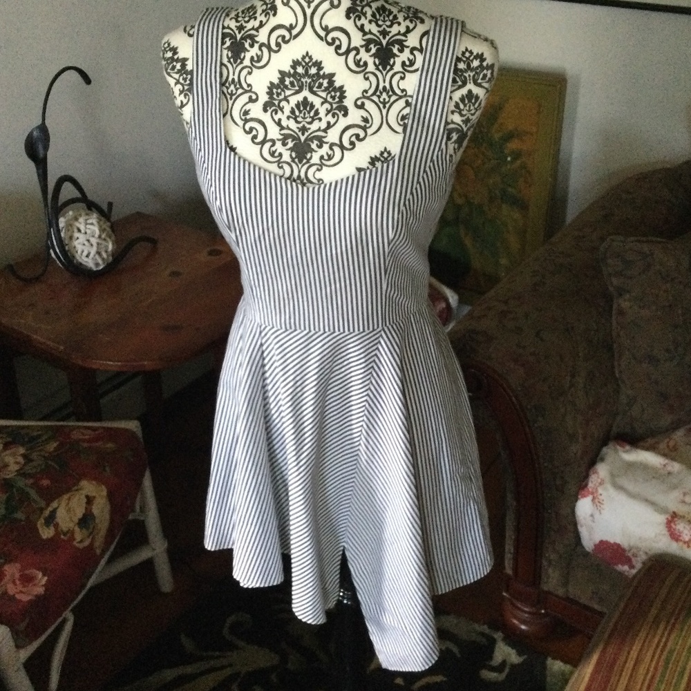 JAYGODFREY summer blue & white stripe dress 2 - Picture 3 of 11
